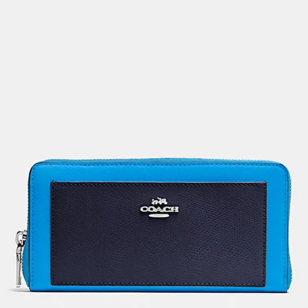 COACH ACCORDION ZIP WALLET IN COLORBLOCK CROSSGRAIN LEATHER F53838